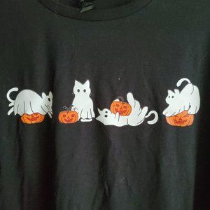 Black Cat Ghosts Pumpkins T-Shirt